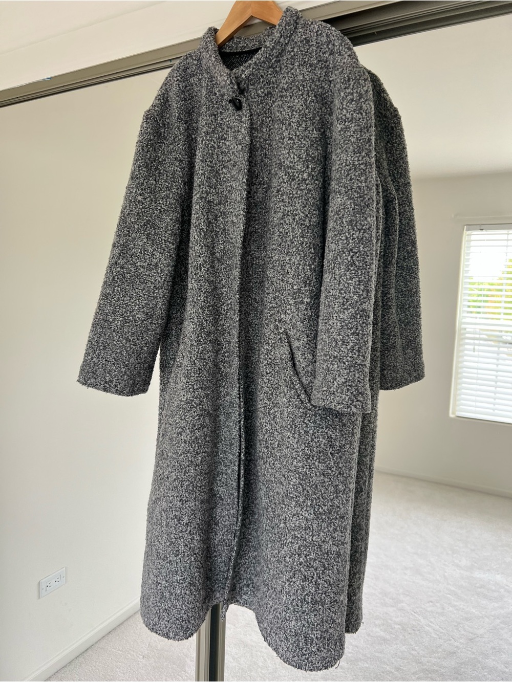 Gray Bouclé Long Coat